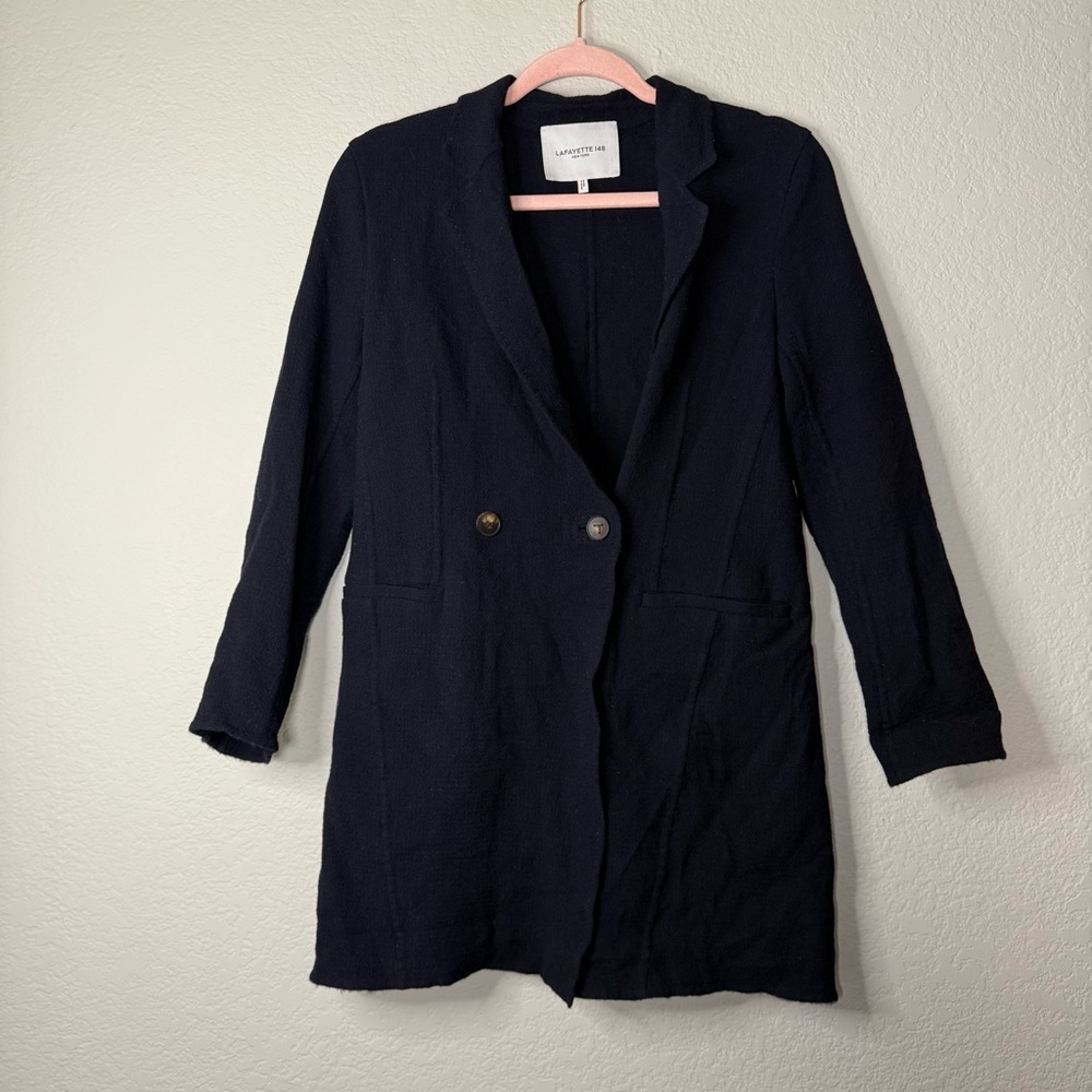 Lafayette 148 New York Black Wool Blazer Size M - Picture 3 of 9